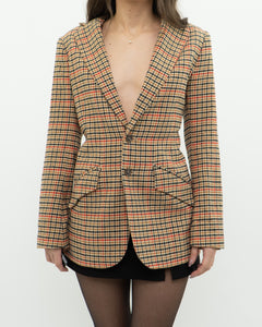 CURRENT ELLIOTT x Orange Plaid Blazer (XS, S)