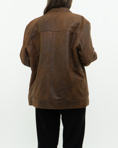 Vintage x Made in Pakistan x Distressed Brown Leather Jacket (S, M)