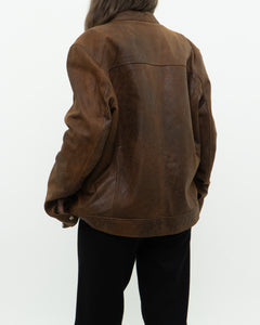 Vintage x Made in Pakistan x Distressed Brown Leather Jacket (S, M)