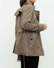 Load image into Gallery viewer, Vintage x BURBERRY BRIT x Lined Beige Faded Leather Jacket (XS, S)