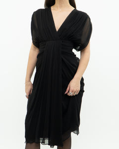 DIANE VON FURSTENBERG x Black Silk Dress (M)