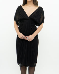 DIANE VON FURSTENBERG x Black Silk Dress (M)