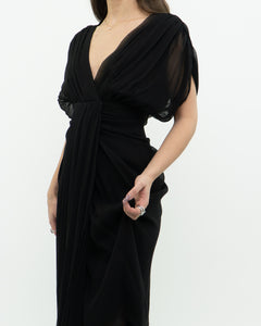 DIANE VON FURSTENBERG x Black Silk Dress (M)