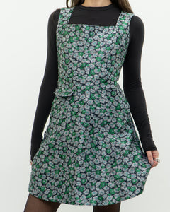 MAISON KITSUNE x Blue, Green Floral Mini Dress (XS, S)