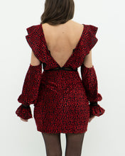 Load image into Gallery viewer, SELF PORTRAIT x Deadstock Black, Red Floral Velvet Dress (XS, S)