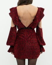 Load image into Gallery viewer, SELF PORTRAIT x Deadstock Black, Red Floral Velvet Dress (XS, S)