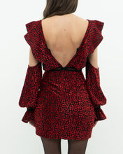 Load image into Gallery viewer, SELF PORTRAIT x Deadstock Black, Red Floral Velvet Dress (XS, S)