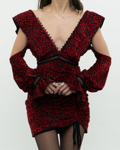 Load image into Gallery viewer, SELF PORTRAIT x Deadstock Black, Red Floral Velvet Dress (XS, S)