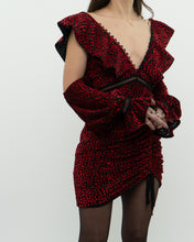 Load image into Gallery viewer, SELF PORTRAIT x Deadstock Black, Red Floral Velvet Dress (XS, S)