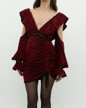 Load image into Gallery viewer, SELF PORTRAIT x Deadstock Black, Red Floral Velvet Dress (XS, S)