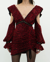 Load image into Gallery viewer, SELF PORTRAIT x Deadstock Black, Red Floral Velvet Dress (XS, S)