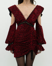 Load image into Gallery viewer, SELF PORTRAIT x Deadstock Black, Red Floral Velvet Dress (XS, S)