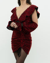 Load image into Gallery viewer, SELF PORTRAIT x Deadstock Black, Red Floral Velvet Dress (XS, S)