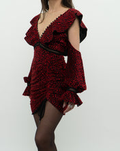 Load image into Gallery viewer, SELF PORTRAIT x Deadstock Black, Red Floral Velvet Dress (XS, S)