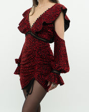 Load image into Gallery viewer, SELF PORTRAIT x Deadstock Black, Red Floral Velvet Dress (XS, S)