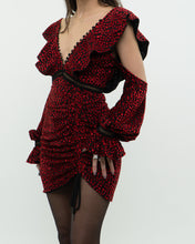 Load image into Gallery viewer, SELF PORTRAIT x Deadstock Black, Red Floral Velvet Dress (XS, S)