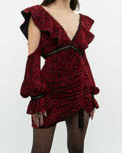 Load image into Gallery viewer, SELF PORTRAIT x Deadstock Black, Red Floral Velvet Dress (XS, S)