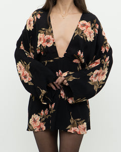 REFORMATION x black floral mini dress (XS, S)