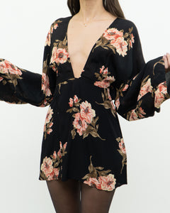 REFORMATION x black floral mini dress (XS, S)