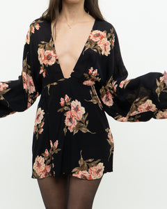 REFORMATION x black floral mini dress (XS, S)