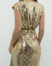 Load image into Gallery viewer, MICHAEL KORS x Gold Sequin Wrap Dress (S)