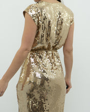 Load image into Gallery viewer, MICHAEL KORS x Gold Sequin Wrap Dress (S)