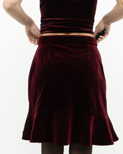 Load image into Gallery viewer, SELF PORTRAIT x Deadstock Red Velvet Frilly Skirt (XS, S)