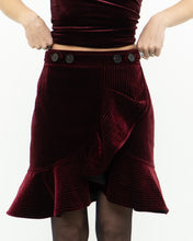 Load image into Gallery viewer, SELF PORTRAIT x Deadstock Red Velvet Frilly Skirt (XS, S)