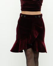 Load image into Gallery viewer, SELF PORTRAIT x Deadstock Red Velvet Frilly Skirt (XS, S)