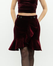 Load image into Gallery viewer, SELF PORTRAIT x Deadstock Red Velvet Frilly Skirt (XS, S)