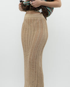 ZARA x Gold Shimmer Knit Skirt (XS-M)