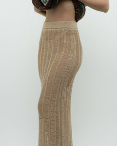 ZARA x Gold Shimmer Knit Skirt (XS-M)