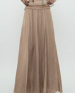 ZARA x Champagne Satin Flowy Skirt (XS, S)