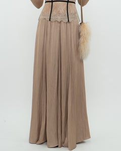 ZARA x Champagne Satin Flowy Skirt (XS, S)