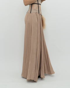 ZARA x Champagne Satin Flowy Skirt (XS, S)