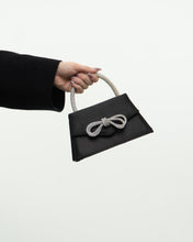 Load image into Gallery viewer, Modern x Black Satin Rhinestone Bow Clutch