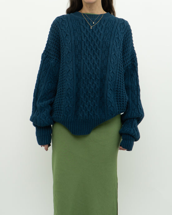 Vintage x Blue Cable Knit Sweater (S-XL)