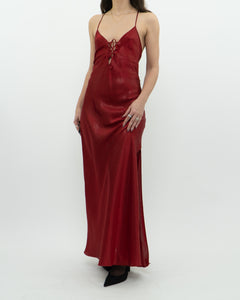 Vintage x LA VIE EN ROSE Red Satin Shimmer Dress (S)