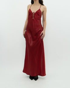 Vintage x LA VIE EN ROSE Red Satin Shimmer Dress (S)