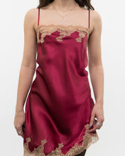 Load image into Gallery viewer, Vintage x JONES NY Burgundy Satin, Lace Slip Dress (M, L)