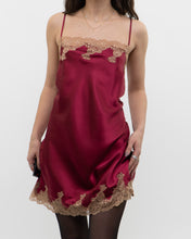 Load image into Gallery viewer, Vintage x JONES NY Burgundy Satin, Lace Slip Dress (M, L)