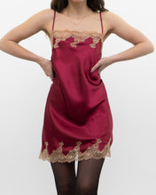 Load image into Gallery viewer, Vintage x JONES NY Burgundy Satin, Lace Slip Dress (M, L)