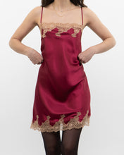 Load image into Gallery viewer, Vintage x JONES NY Burgundy Satin, Lace Slip Dress (M, L)