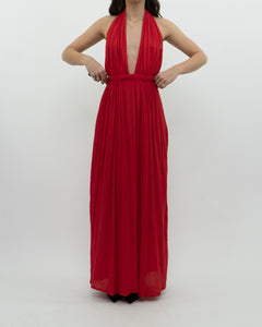 Vintage x Red Halter Low-Back Dress (XS)