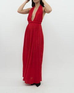 Vintage x Red Halter Low-Back Dress (XS)