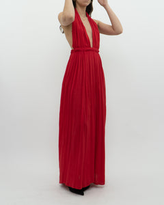 Vintage x Red Halter Low-Back Dress (XS)