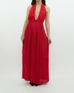 Vintage x Red Halter Low-Back Dress (XS)