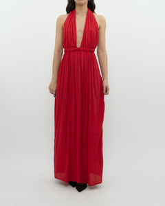 Vintage x Red Halter Low-Back Dress (XS)