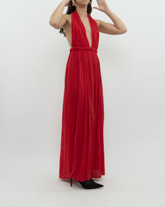 Vintage x Red Halter Low-Back Dress (XS)