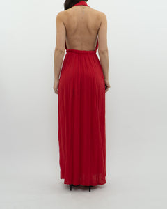 Vintage x Red Halter Low-Back Dress (XS)